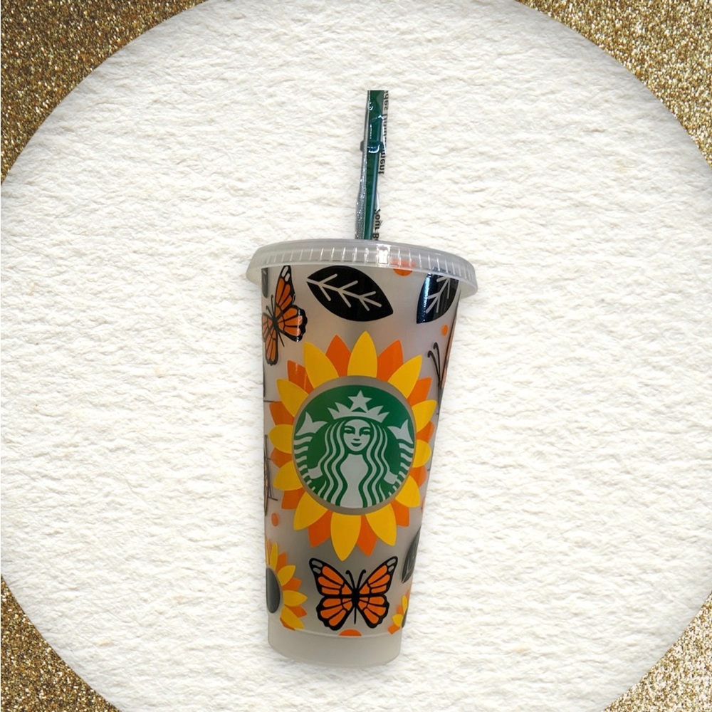 Sunflower and Butterfly Starbucks cup